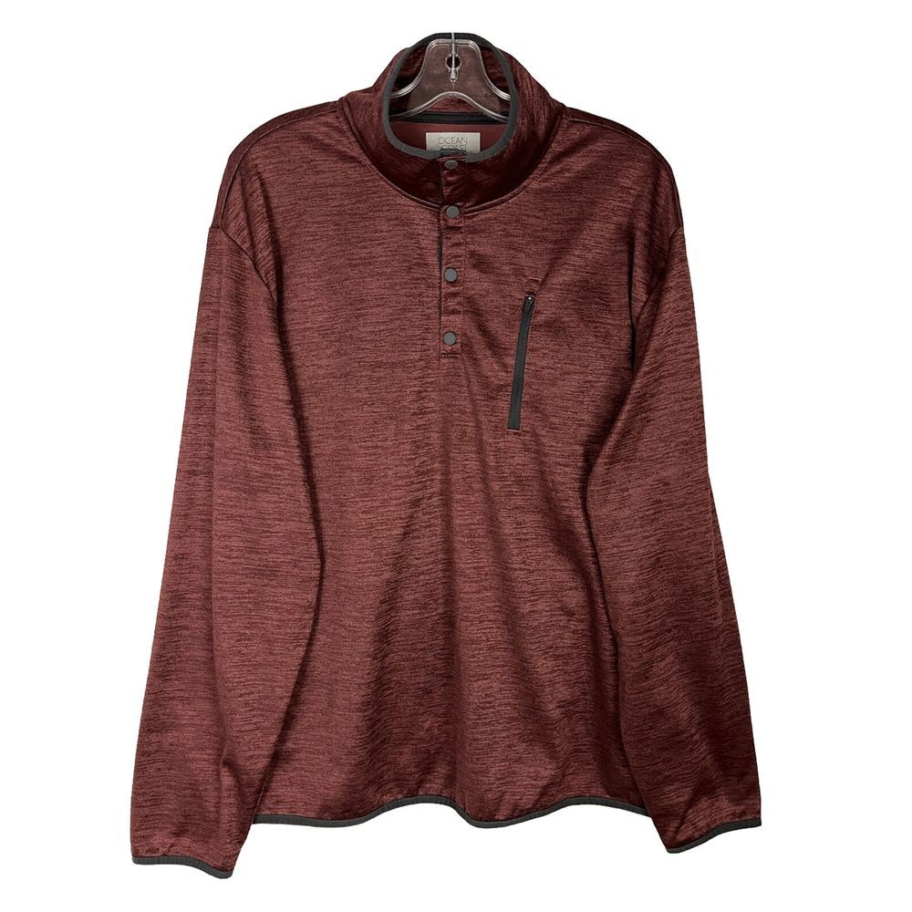 Ocean & Coast Mens Size L 1/4 Snap Long‎ Sleeve Casual Pullover Burgundy